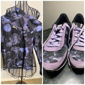 Puma Women's Lavender and Black Floral Sneakers